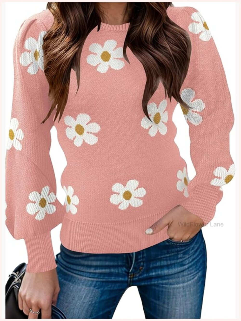 Dressy Casual Long Sleeve Ribbed Knit Puff Pullover Jumper Tops